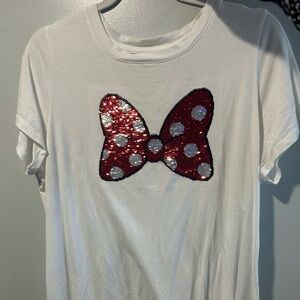 Reversible sparkle Minnie Mouse bow shirt
